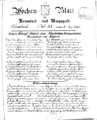 Wochen-Blatt für Krumbach und Umgegend Samstag 30. August 1845