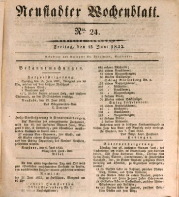 Neustadter Wochenblatt Freitag 15. Juni 1832