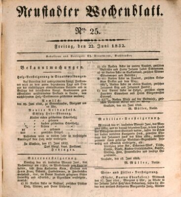 Neustadter Wochenblatt Freitag 22. Juni 1832