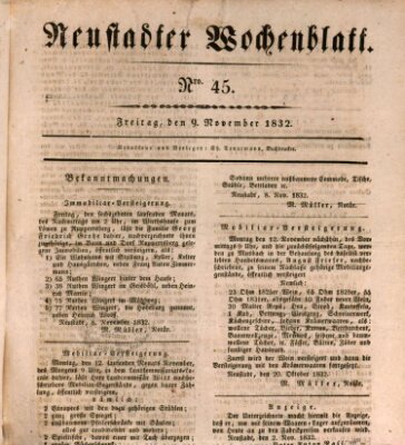 Neustadter Wochenblatt Freitag 9. November 1832