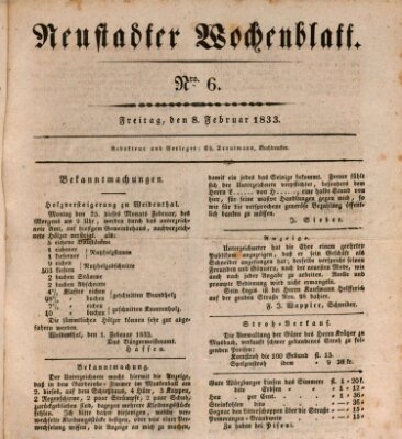 Neustadter Wochenblatt Freitag 8. Februar 1833