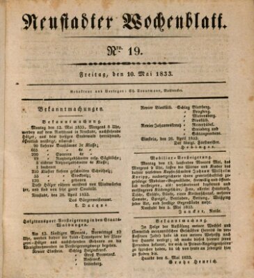 Neustadter Wochenblatt Freitag 10. Mai 1833