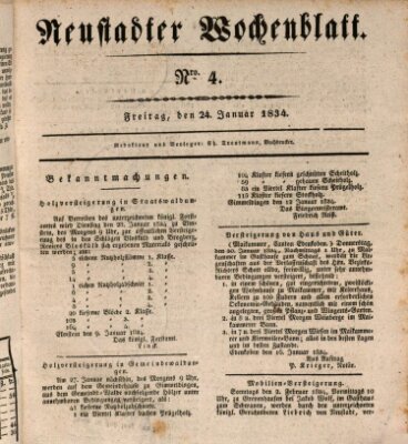 Neustadter Wochenblatt Freitag 24. Januar 1834