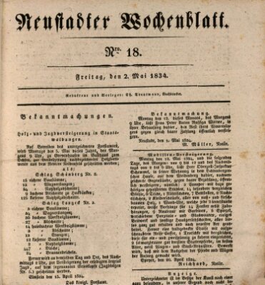 Neustadter Wochenblatt Freitag 2. Mai 1834