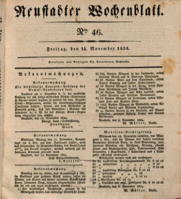 Neustadter Wochenblatt Freitag 14. November 1834