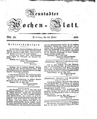 Neustadter Wochenblatt Freitag 12. Juni 1835