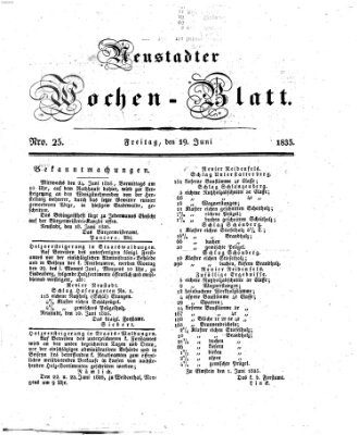 Neustadter Wochenblatt Freitag 19. Juni 1835