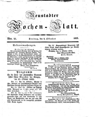 Neustadter Wochenblatt Freitag 9. Oktober 1835