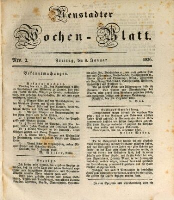 Neustadter Wochenblatt Freitag 8. Januar 1836