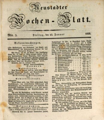 Neustadter Wochenblatt Freitag 15. Januar 1836