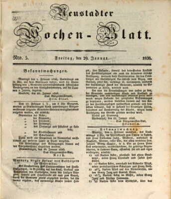 Neustadter Wochenblatt Freitag 29. Januar 1836