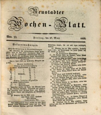 Neustadter Wochenblatt Freitag 27. Mai 1836