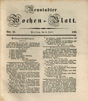 Neustadter Wochenblatt Freitag 8. Juli 1836