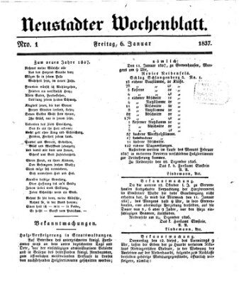 Neustadter Wochenblatt Freitag 6. Januar 1837