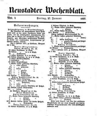 Neustadter Wochenblatt Freitag 27. Januar 1837