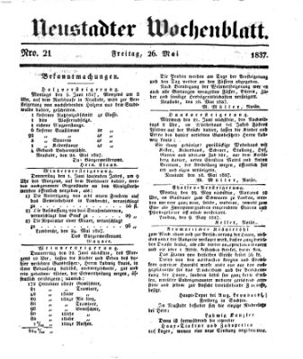 Neustadter Wochenblatt Freitag 26. Mai 1837