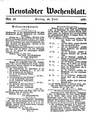 Neustadter Wochenblatt Freitag 16. Juni 1837