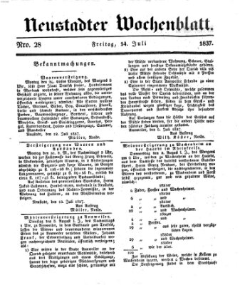 Neustadter Wochenblatt Freitag 14. Juli 1837