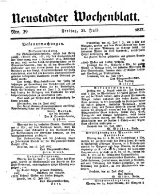 Neustadter Wochenblatt Freitag 21. Juli 1837