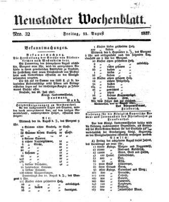 Neustadter Wochenblatt Freitag 11. August 1837