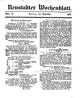 Neustadter Wochenblatt Freitag 15. September 1837