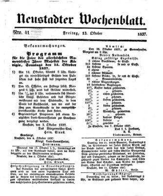 Neustadter Wochenblatt Freitag 13. Oktober 1837