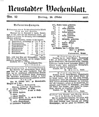 Neustadter Wochenblatt Freitag 20. Oktober 1837