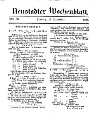 Neustadter Wochenblatt Freitag 15. Dezember 1837