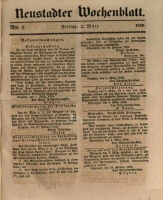 Neustadter Wochenblatt Freitag 2. März 1838