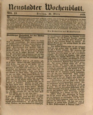 Neustadter Wochenblatt Freitag 30. März 1838