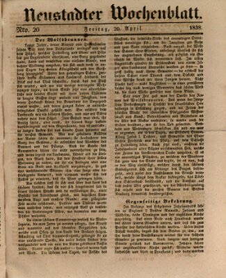 Neustadter Wochenblatt Freitag 20. April 1838