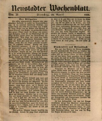 Neustadter Wochenblatt Dienstag 24. April 1838