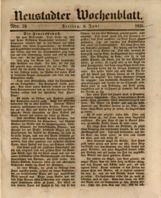 Neustadter Wochenblatt Freitag 8. Juni 1838