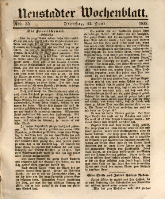 Neustadter Wochenblatt Dienstag 12. Juni 1838