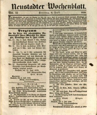 Neustadter Wochenblatt Freitag 6. Juli 1838