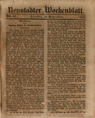 Neustadter Wochenblatt Dienstag 11. September 1838