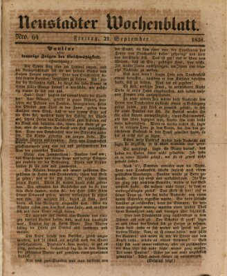 Neustadter Wochenblatt Freitag 21. September 1838