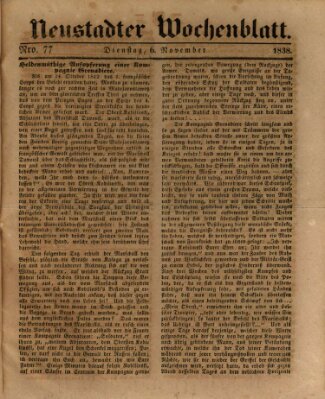 Neustadter Wochenblatt Dienstag 6. November 1838