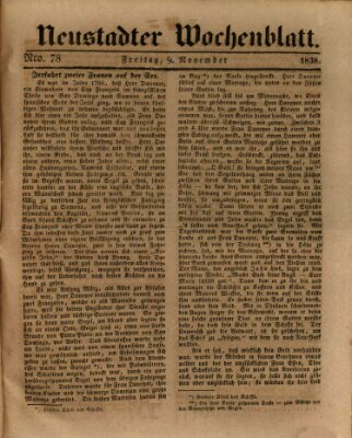 Neustadter Wochenblatt Freitag 9. November 1838