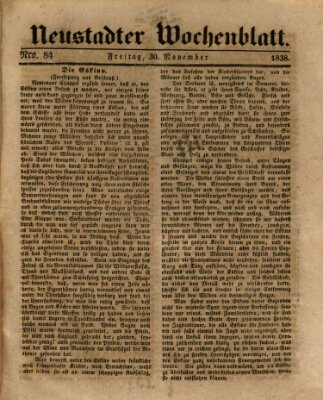 Neustadter Wochenblatt Freitag 30. November 1838