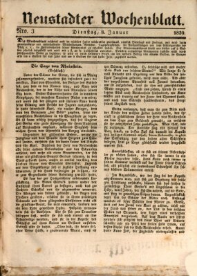 Neustadter Wochenblatt Dienstag 8. Januar 1839