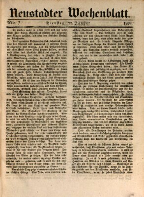 Neustadter Wochenblatt Dienstag 22. Januar 1839