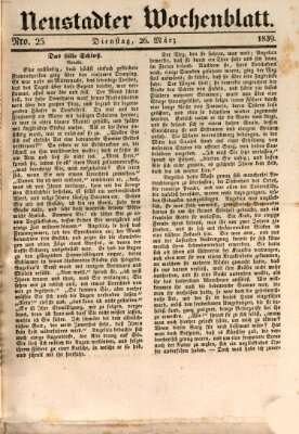 Neustadter Wochenblatt Dienstag 26. März 1839