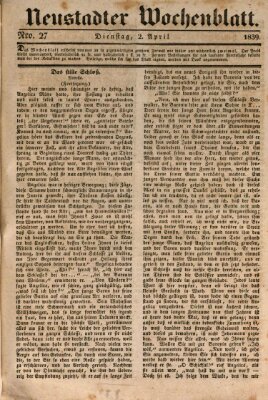 Neustadter Wochenblatt Dienstag 2. April 1839