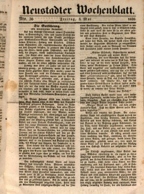 Neustadter Wochenblatt Freitag 3. Mai 1839