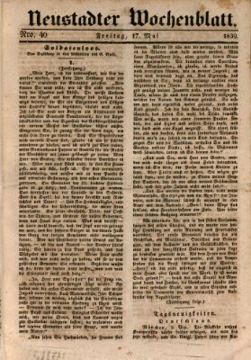 Neustadter Wochenblatt Freitag 17. Mai 1839