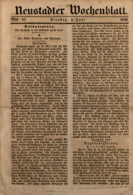 Neustadter Wochenblatt Dienstag 4. Juni 1839