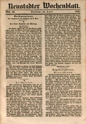 Neustadter Wochenblatt Freitag 14. Juni 1839