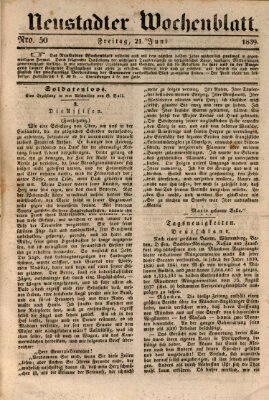 Neustadter Wochenblatt Freitag 21. Juni 1839