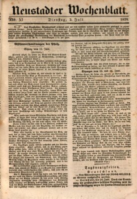 Neustadter Wochenblatt Dienstag 2. Juli 1839